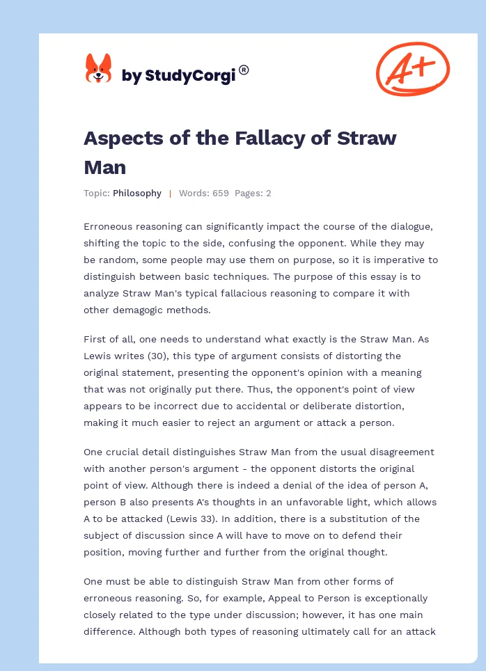 Aspects of the Fallacy of Straw Man. Page 1