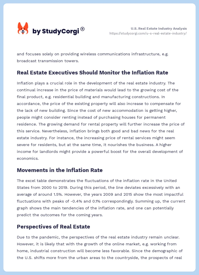 U.S. Real Estate Industry Analysis. Page 2