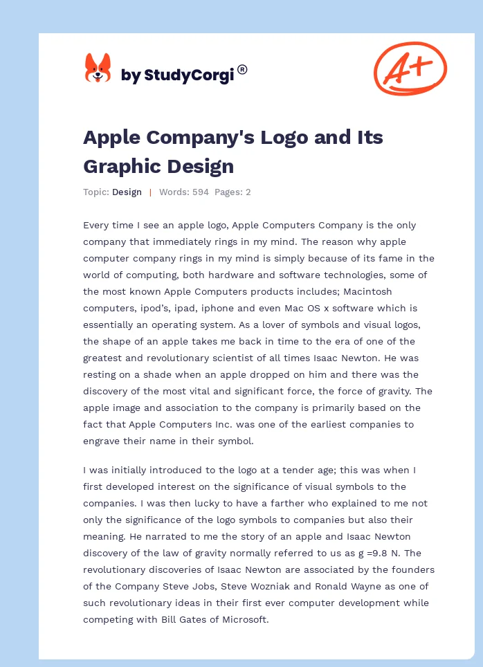 Apple Company's Logo and Its Graphic Design. Page 1