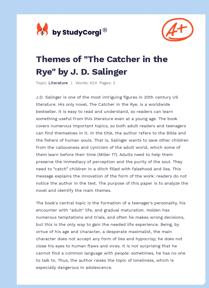 Themes of "The Catcher in the Rye" by J. D. Salinger. Page 1