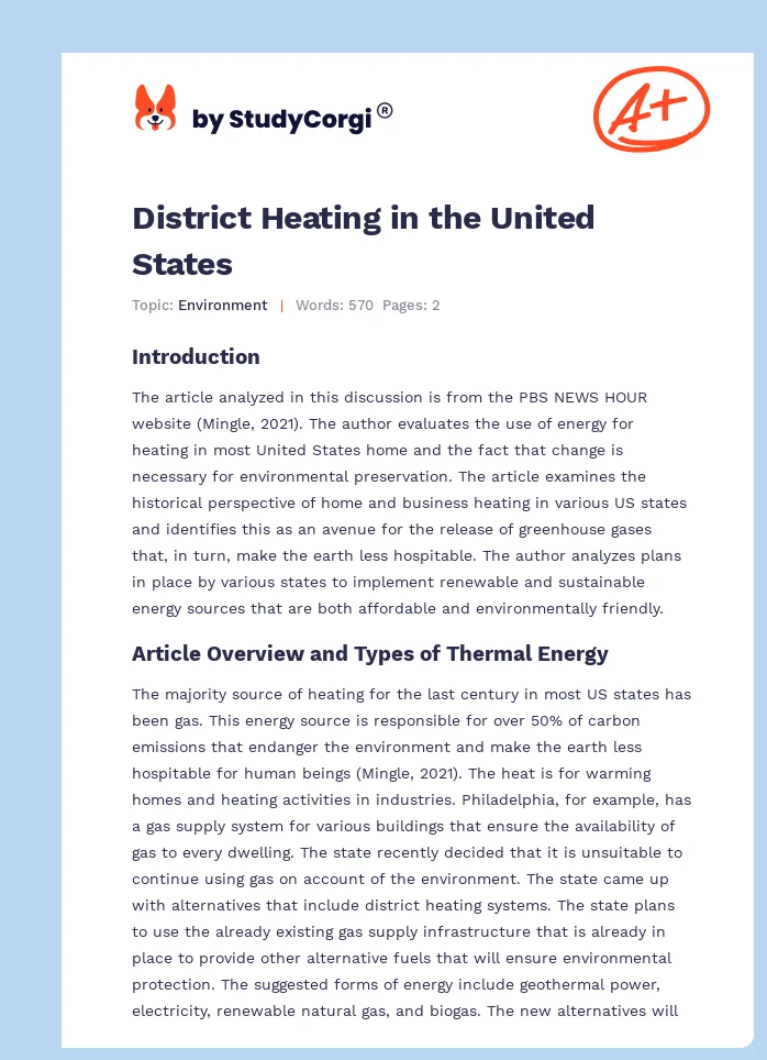 District Heating in the United States. Page 1