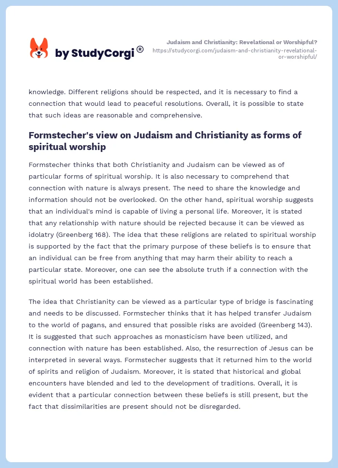 Judaism and Christianity: Revelational or Worshipful?. Page 2