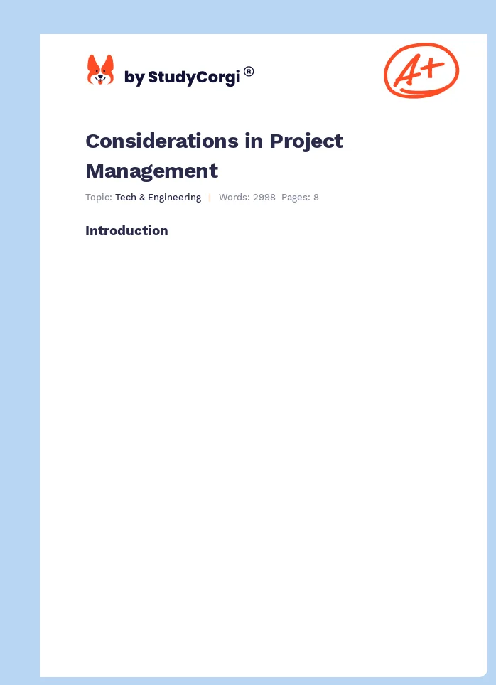 Considerations in Project Management. Page 1