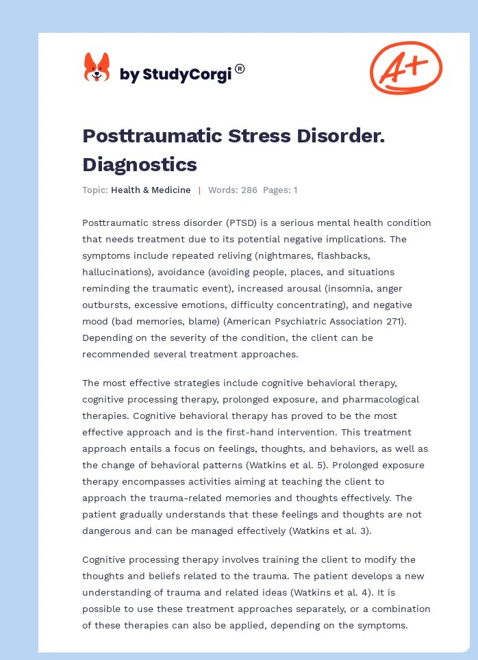 Posttraumatic Stress Disorder. Diagnostics. Page 1