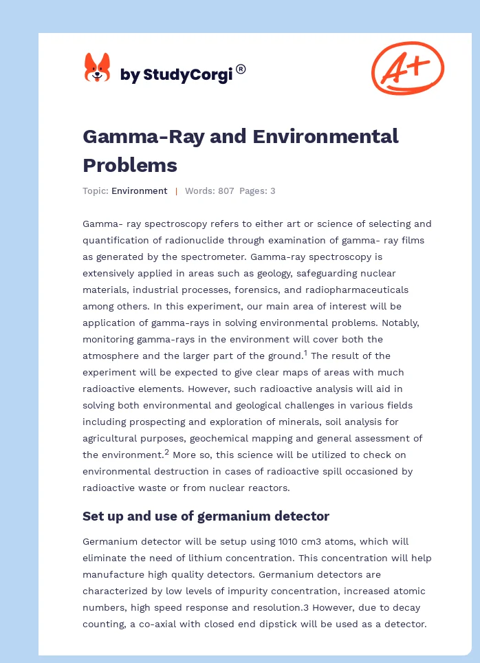 Gamma-Ray and Environmental Problems. Page 1