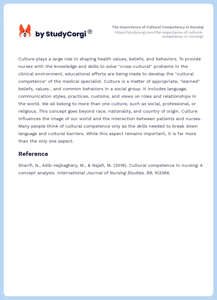 The Importance of Cultural Competency in Nursing. Page 2
