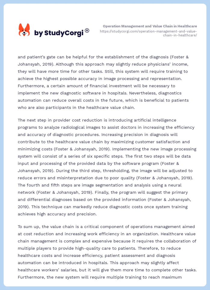 Operation Management and Value Chain in Healthcare. Page 2