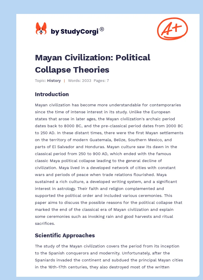 Mayan Civilization: Political Collapse Theories. Page 1