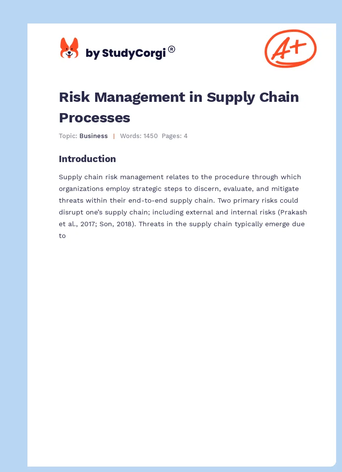 Risk Management in Supply Chain Processes. Page 1