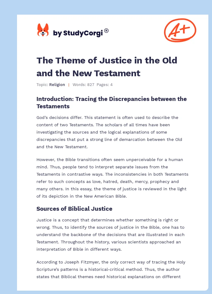 The Theme of Justice in the Old and the New Testament. Page 1