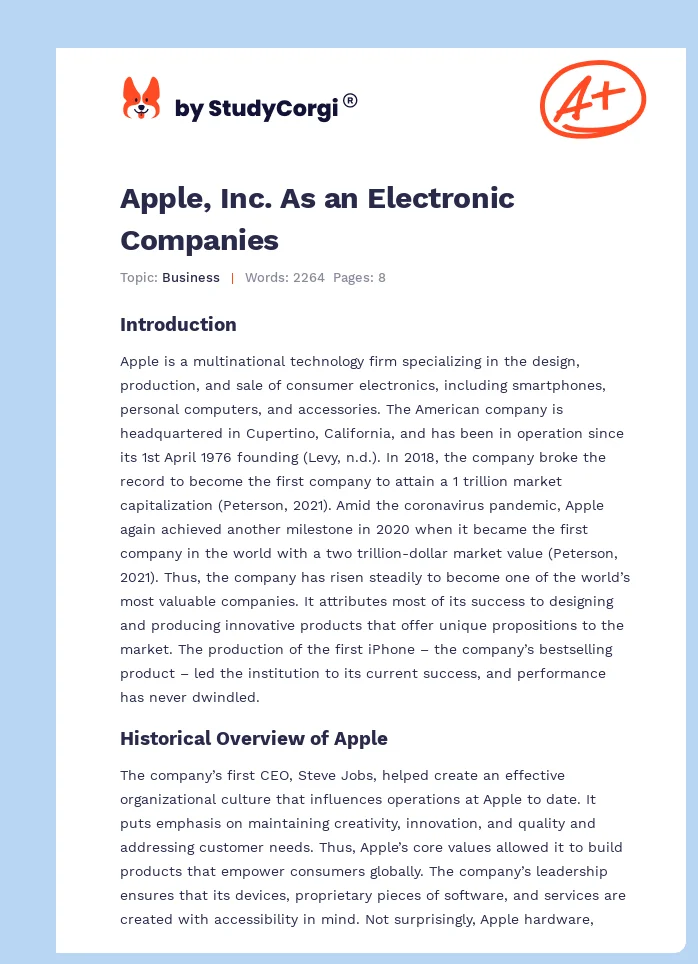 Apple, Inc. As an Electronic Companies. Page 1