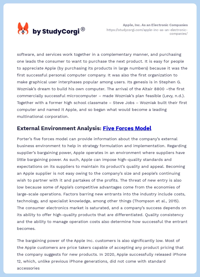 Apple, Inc. As an Electronic Companies. Page 2