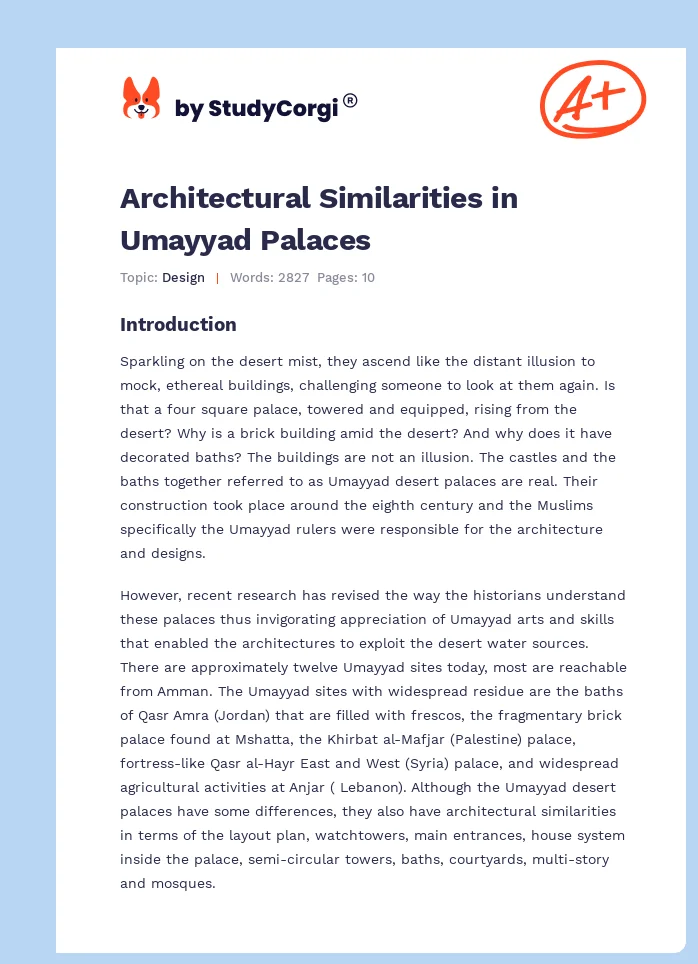 Architectural Similarities in Umayyad Palaces. Page 1