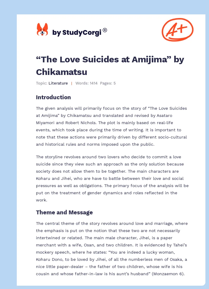 “The Love Suicides at Amijima” by Chikamatsu. Page 1