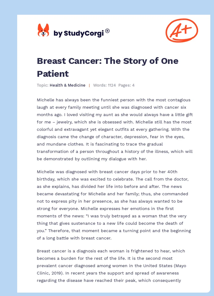 Breast Cancer: The Story of One Patient. Page 1