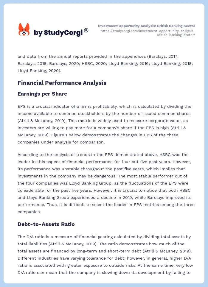 Investment Opportunity Analysis: British Banking Sector. Page 2