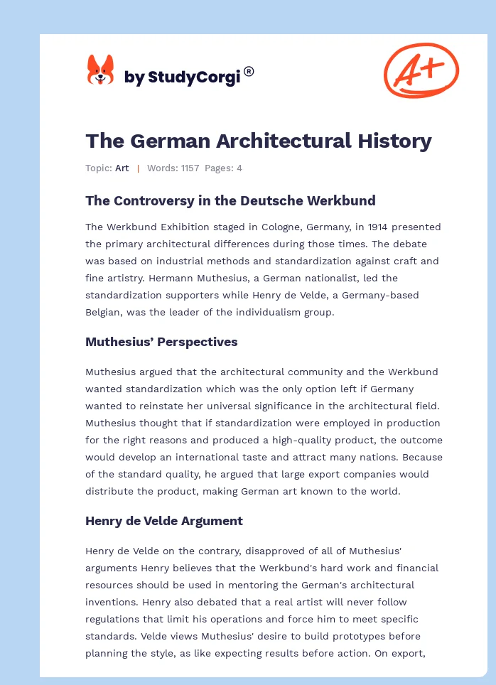 The German Architectural History. Page 1