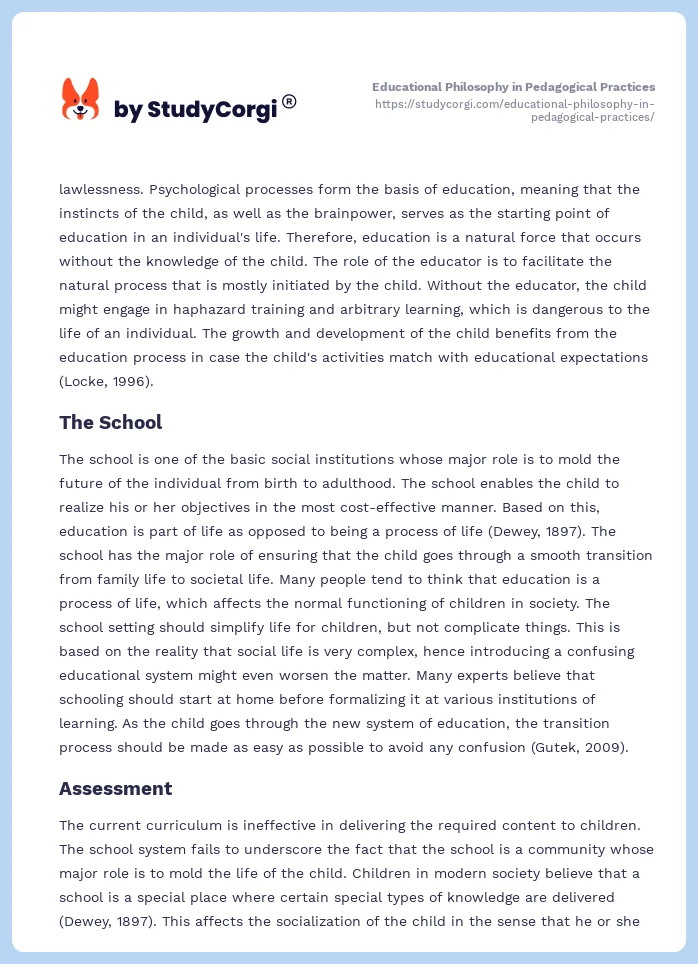 Educational Philosophy in Pedagogical Practices. Page 2