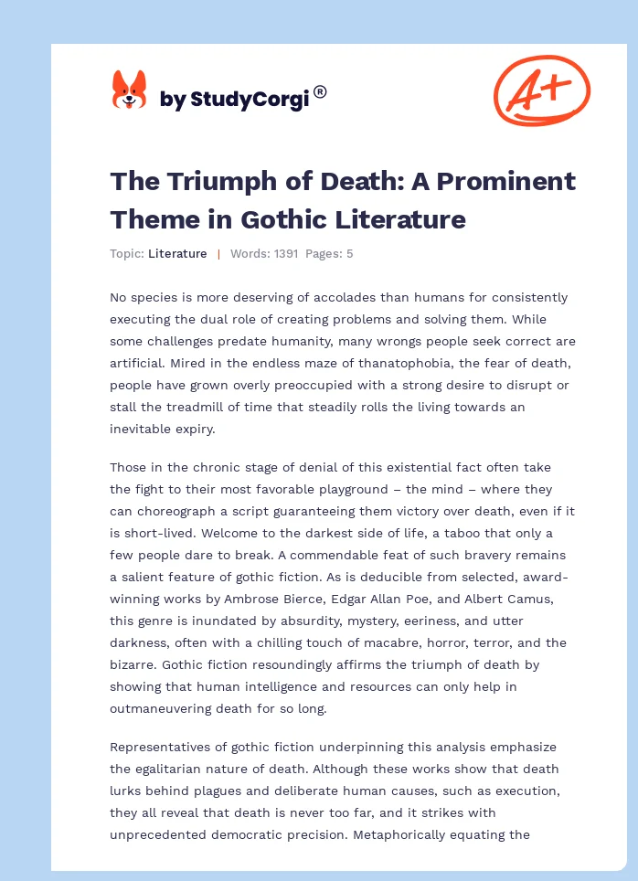 The Triumph of Death: A Prominent Theme in Gothic Literature. Page 1