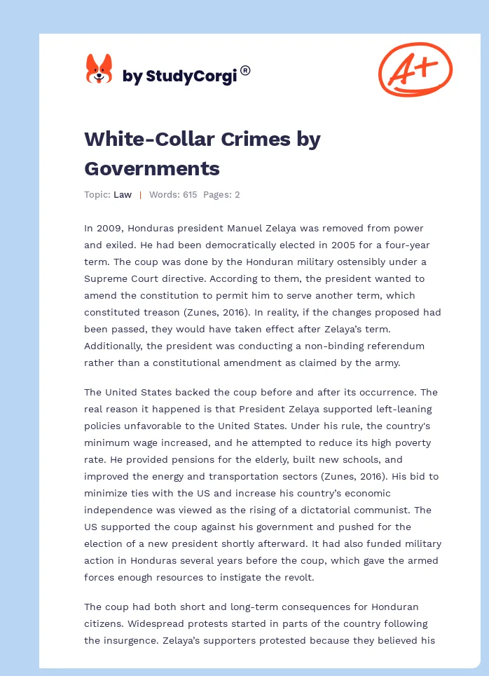 White-Collar Crimes by Governments. Page 1