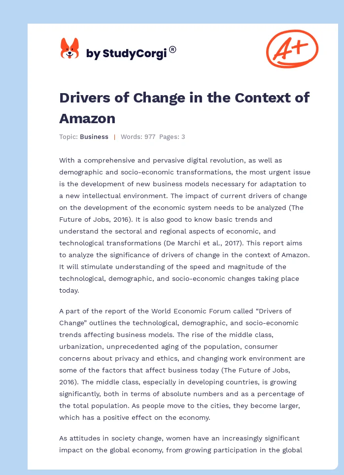 Drivers of Change in the Context of Amazon. Page 1