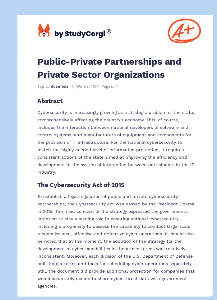 Public-Private Partnerships and Private Sector Organizations. Page 1