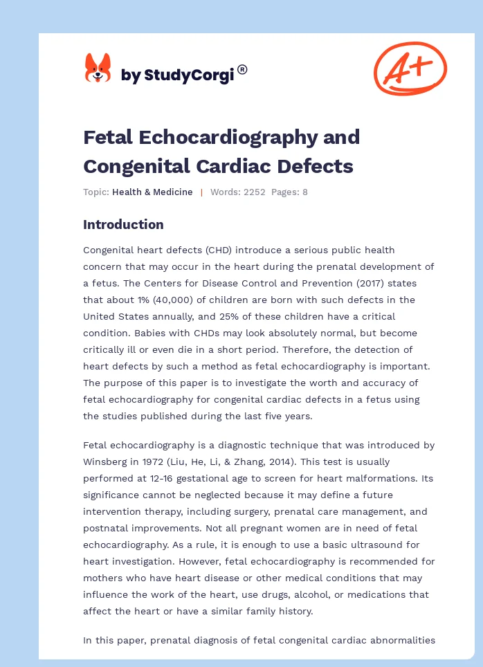 Fetal Echocardiography and Congenital Cardiac Defects. Page 1