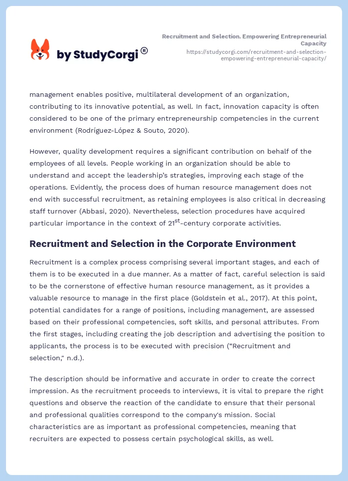 Recruitment and Selection. Empowering Entrepreneurial Capacity. Page 2