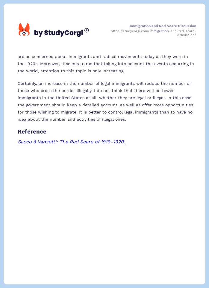 Immigration and Red Scare Discussion. Page 2