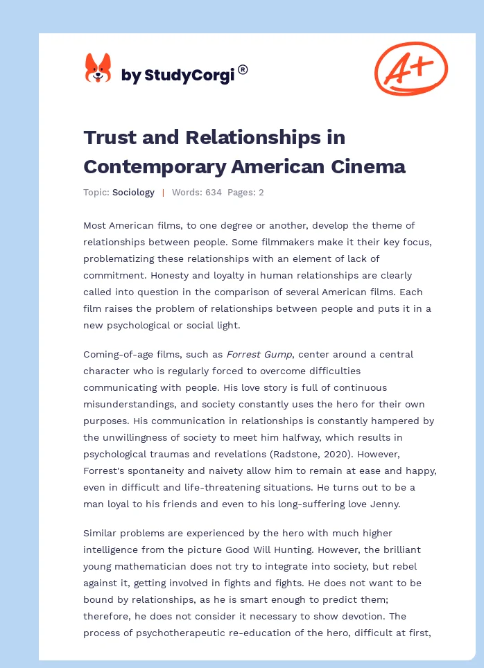 Trust and Relationships in Contemporary American Cinema. Page 1
