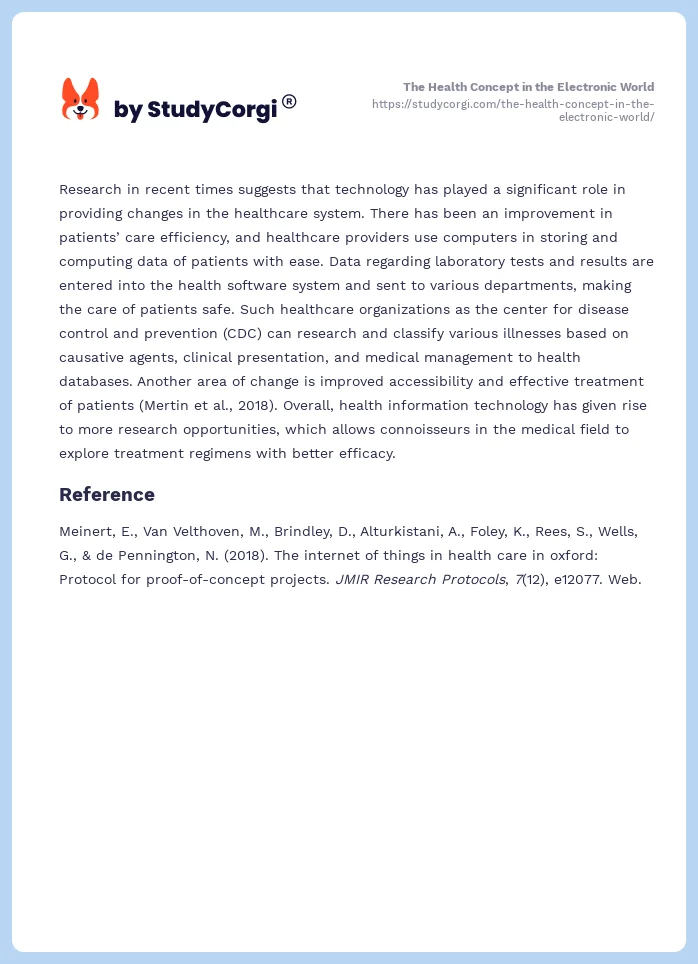 The Health Concept in the Electronic World. Page 2