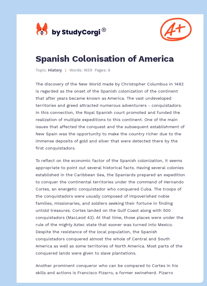 Spanish Colonisation of America. Page 1