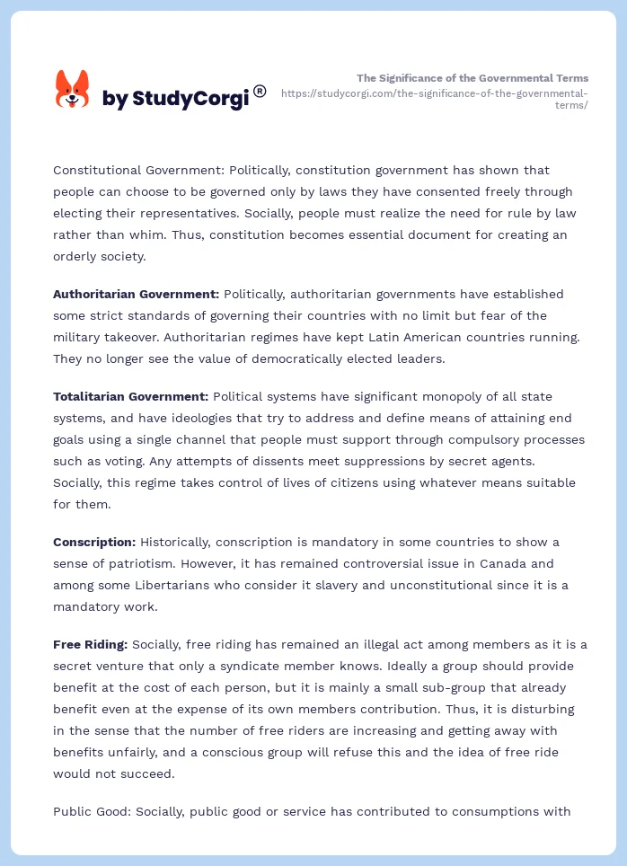 The Significance of the Governmental Terms. Page 2