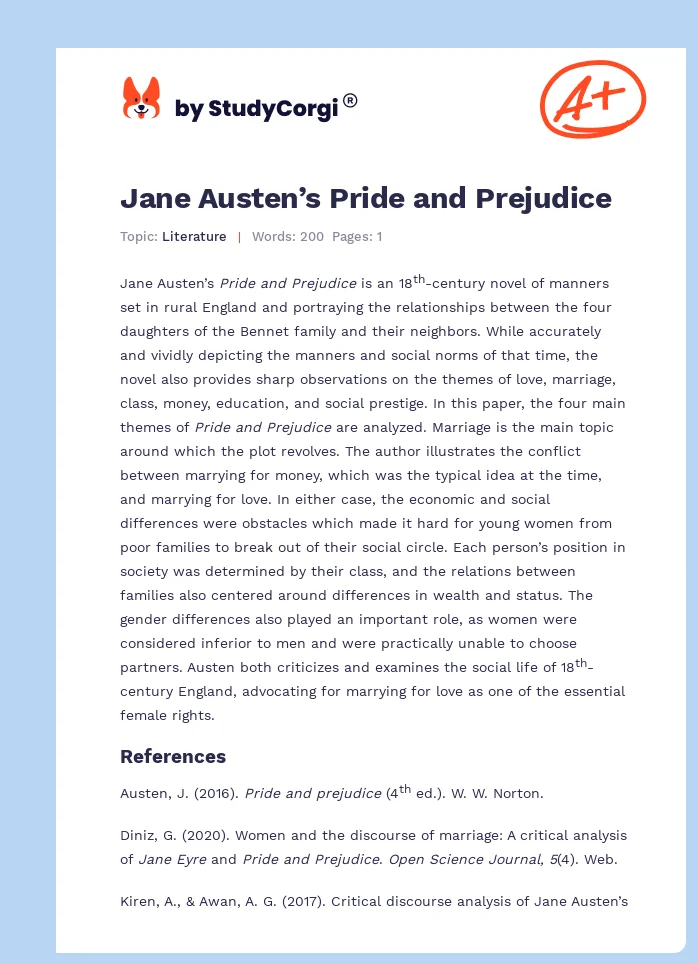 Jane Austen’s Pride and Prejudice. Page 1