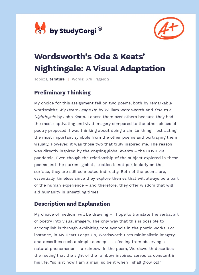 Wordsworth’s Ode & Keats’ Nightingale: A Visual Adaptation. Page 1
