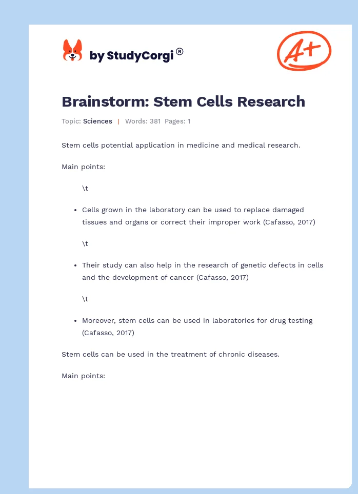 stem cell research essay
