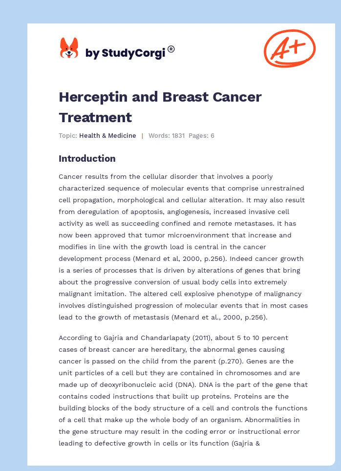 Herceptin and Breast Cancer Treatment. Page 1