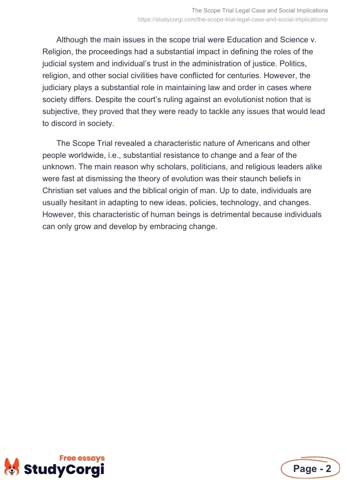 The Scope Trial Legal Case and Social Implications. Page 2