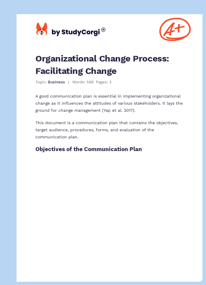 Organizational Change Process: Facilitating Change. Page 1