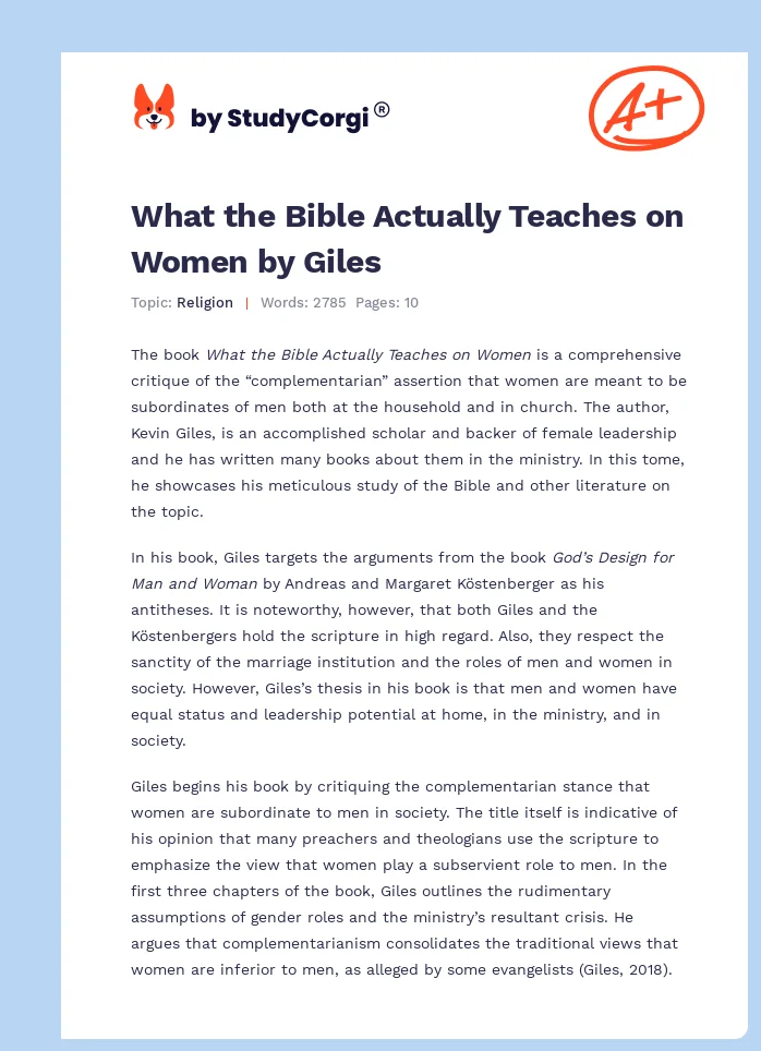 What the Bible Actually Teaches on Women by Giles. Page 1