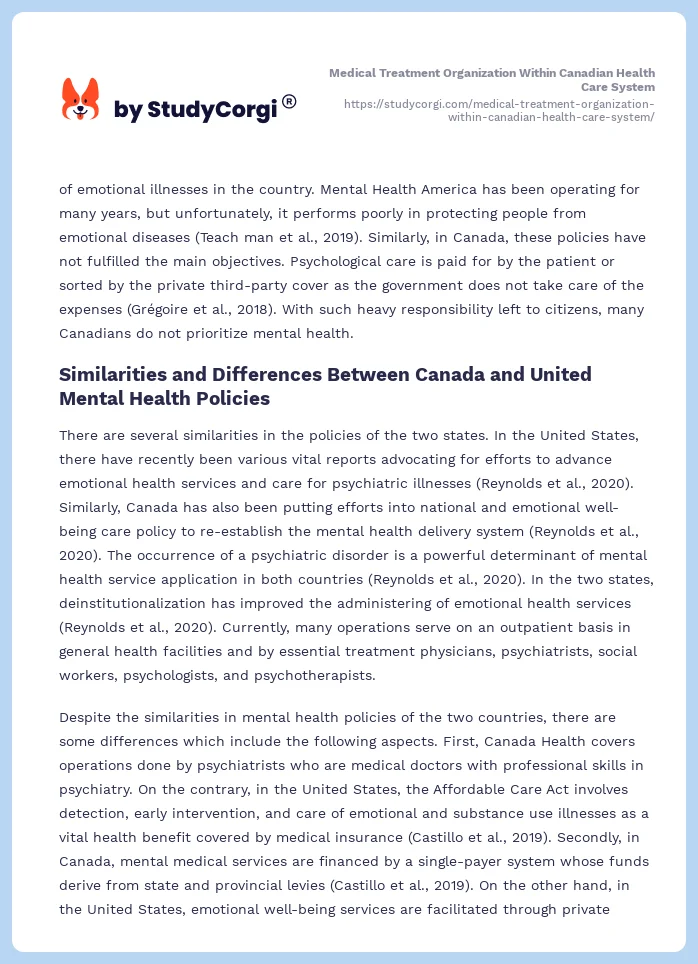 Medical Treatment Organization Within Canadian Health Care System. Page 2