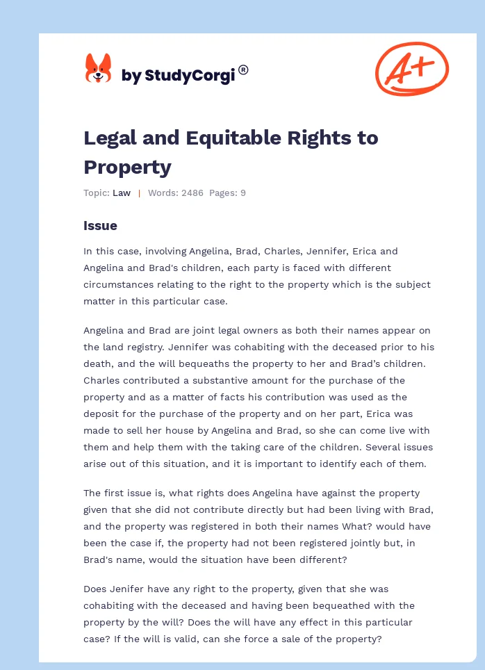 Legal and Equitable Rights to Property. Page 1