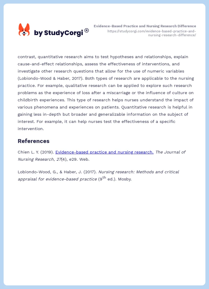 Evidence-Based Practice and Nursing Research Difference. Page 2
