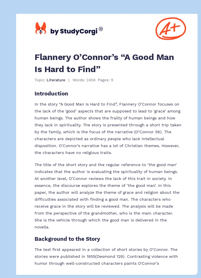 Flannery O’Connor’s “A Good Man Is Hard to Find”. Page 1