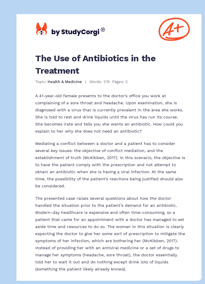 The Use of Antibiotics in the Treatment. Page 1