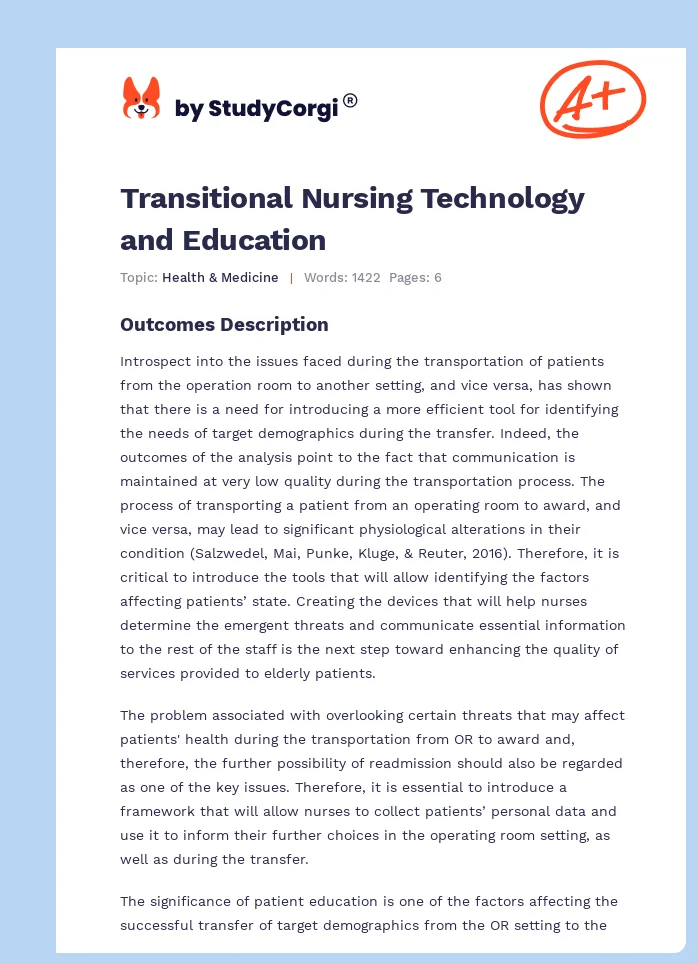 Transitional Nursing Technology and Education. Page 1