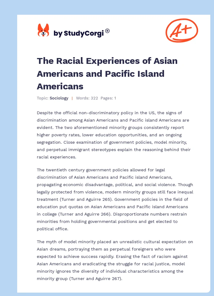 The Racial Experiences of Asian Americans and Pacific Island Americans. Page 1