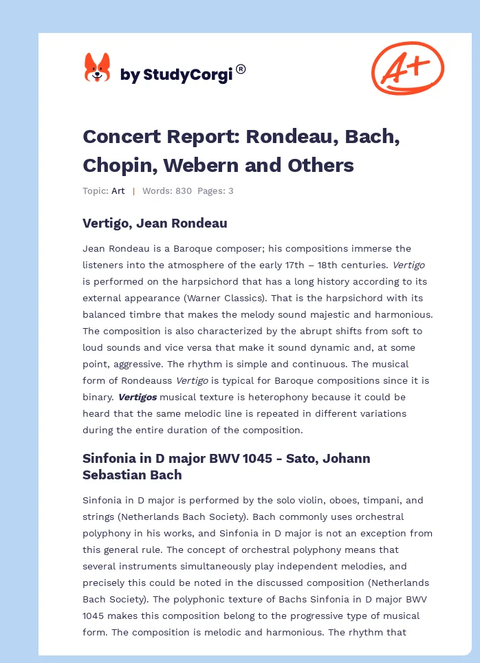 Concert Report: Rondeau, Bach, Chopin, Webern and Others. Page 1