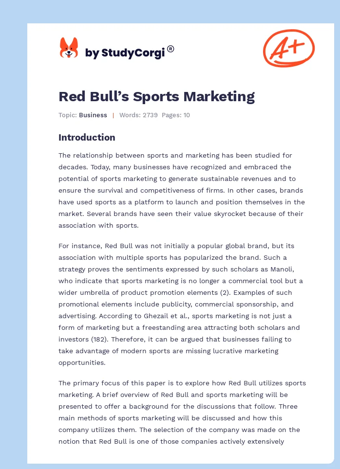 Red Bull’s Sports Marketing. Page 1