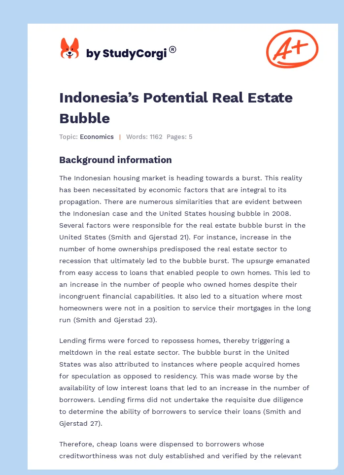 Indonesia’s Potential Real Estate Bubble. Page 1